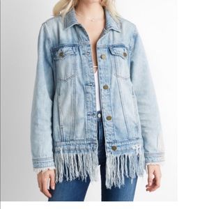 Blank NYC fringe denim jacket, Size XS